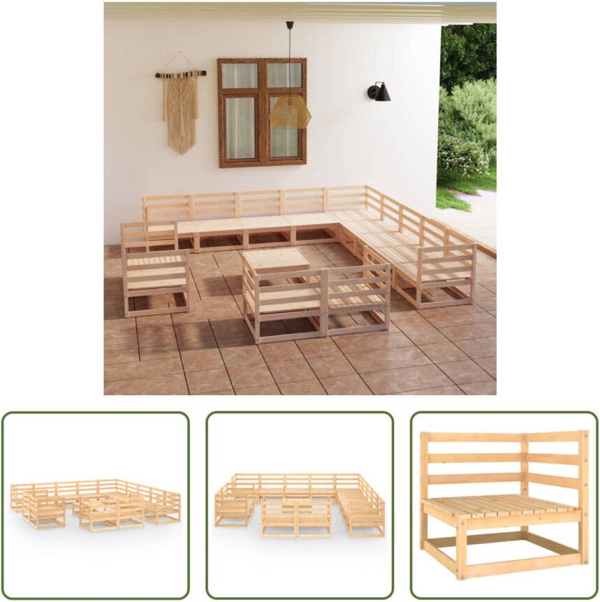 The Living Store Tuinmeubelen Loungeset 70 x 70 x 67 cm Massief grenenhout