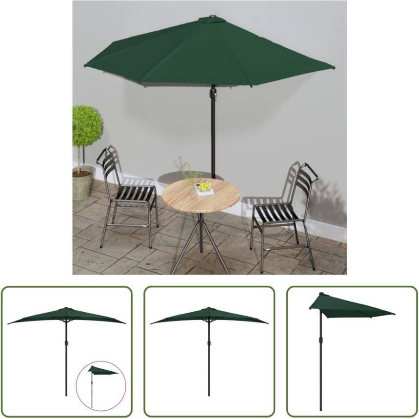 The Living Store Tuinparasol Groen 300 x 155 x 223 cm UV-beschermend polyester 38 mm paaldiameter zwengelsysteem