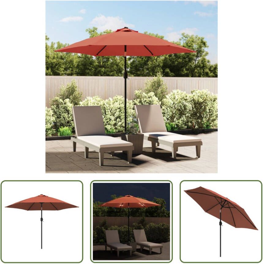 The Living Store Tuinparasol Solar LED Verlichting 300x225 cm Terracotta