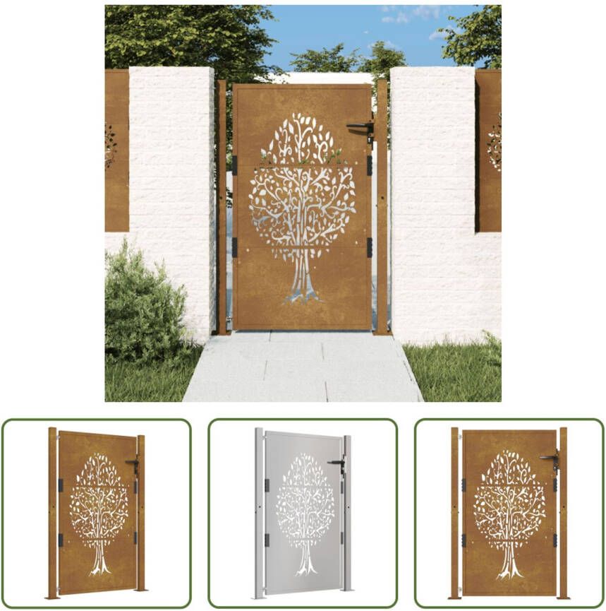 The Living Store Tuinpoort Cortenstaal 105 x 130 cm Lasergesneden ontwerp