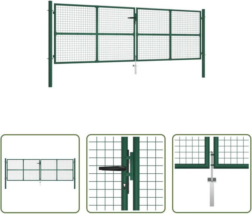 The Living Store Tuinpoort Gazen Hekpoort Staal Donkergroen 415x175cm Corrosiebestendig