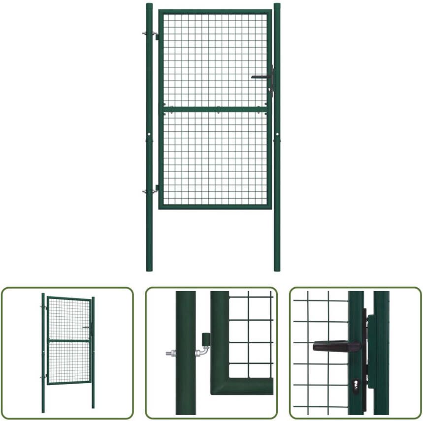 VIDAXL Tuinpoort Groen Gepoedercoat Staal 100x200 Cm Corrosiebestendig