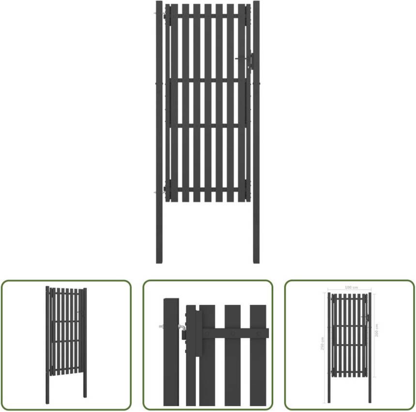 VIDAXL Tuinpoort Modern Poorten 1x2.5m Antraciet