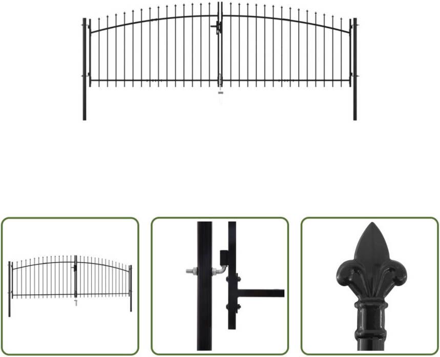 VIDAXL Tuinpoort Staal 200x400 Cm Zwart