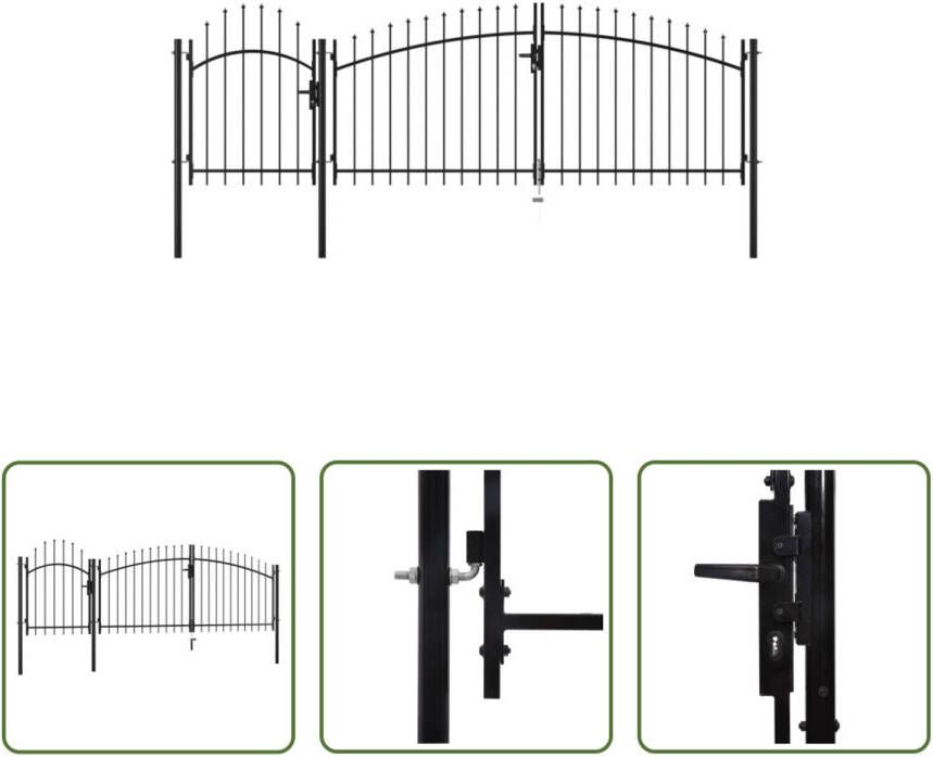 VIDAXL Tuinpoort Staal Zwart 1.5 X 4 M Incl Palen En Scharnieren