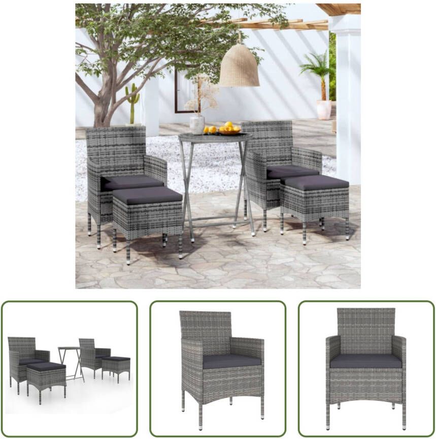 The Living Store Tuinset Bistroset Grijs 60x75 cm Poly Rattan