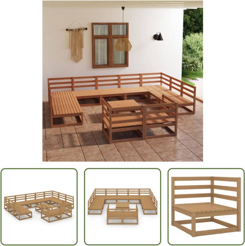 The Living Store Tuinset Grenenhout 70 x 70 x 67 cm Honingbruin