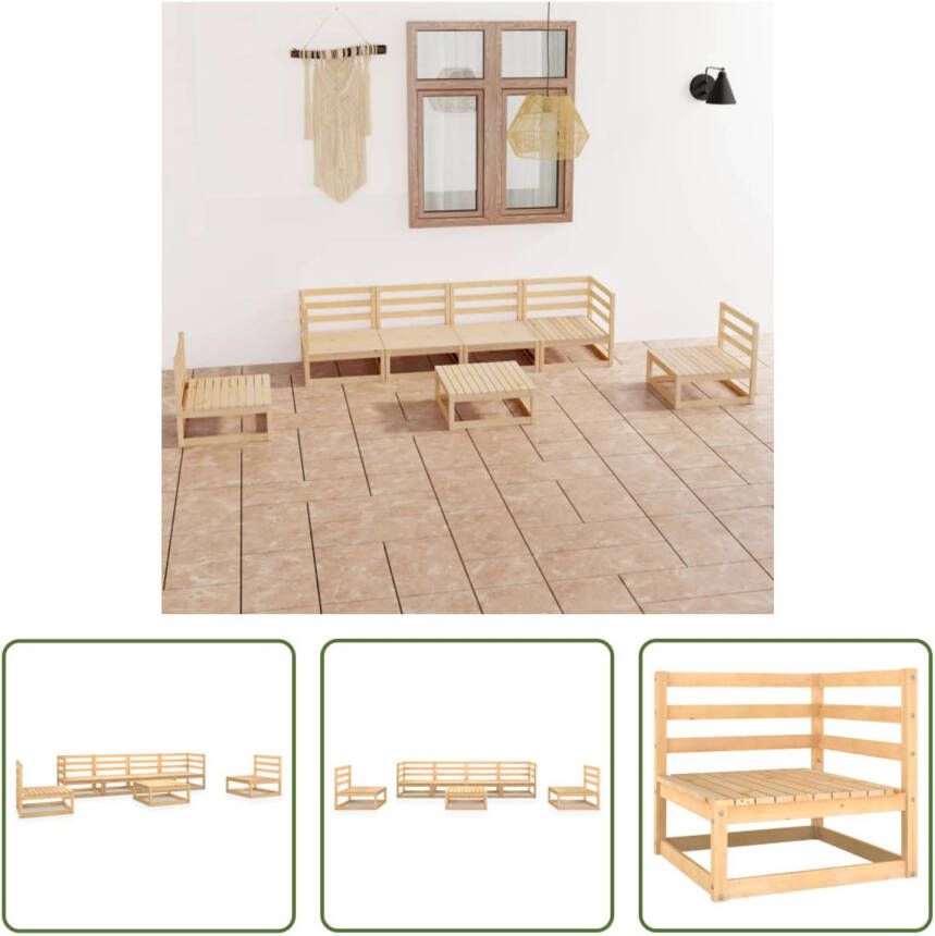 The Living Store Tuinset Grenenhout 70 x 70 x 67 cm Inclusief 4x middenbank 2x hoekbank 1x tafel