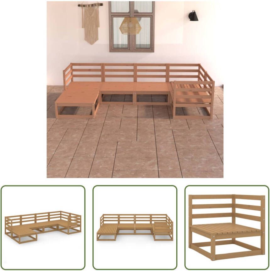 The Living Store Tuinset Grenenhout 70x70x67 cm Honingbruin