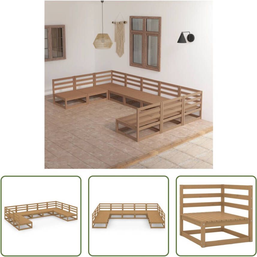 The Living Store Tuinset Grenenhout 70x70x67 cm Honingbruin