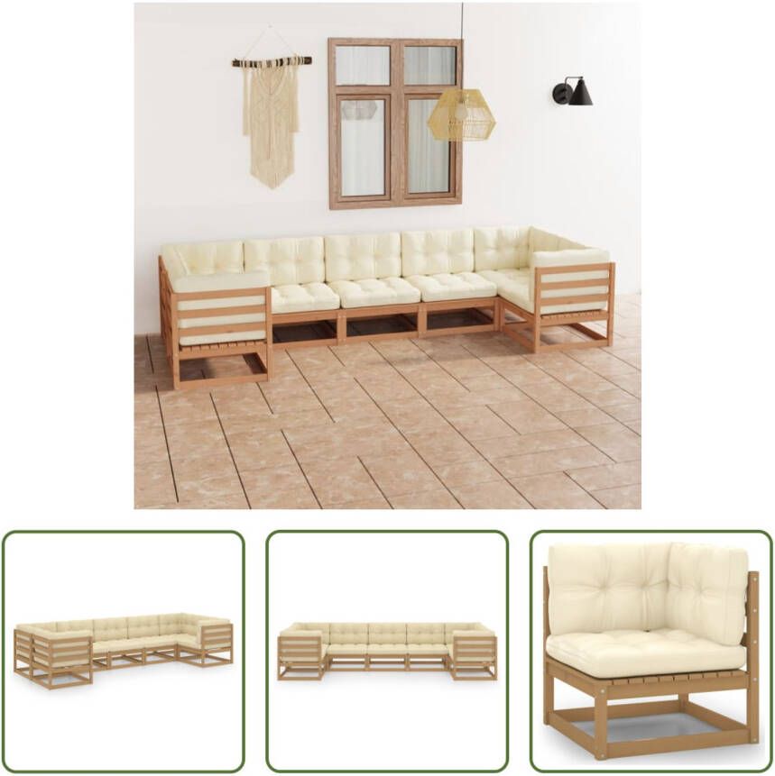 The Living Store Tuinset Grenenhout Hoekbank- 70x70x67 cm Middenbank- 70x70x67 cm Zitkussen- 70x70x8 cm Rugkussen- 70x40x8 cm