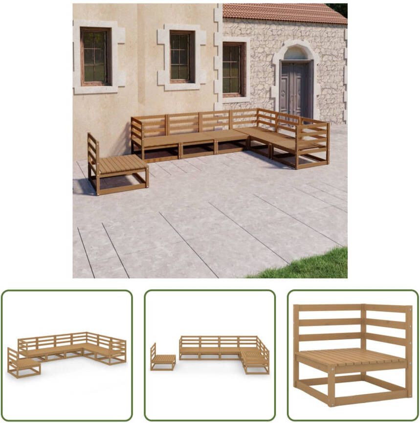 The Living Store Tuinset Grenenhout Hoekbank 70x70x67cm + 4x Middenbank Honingbruin