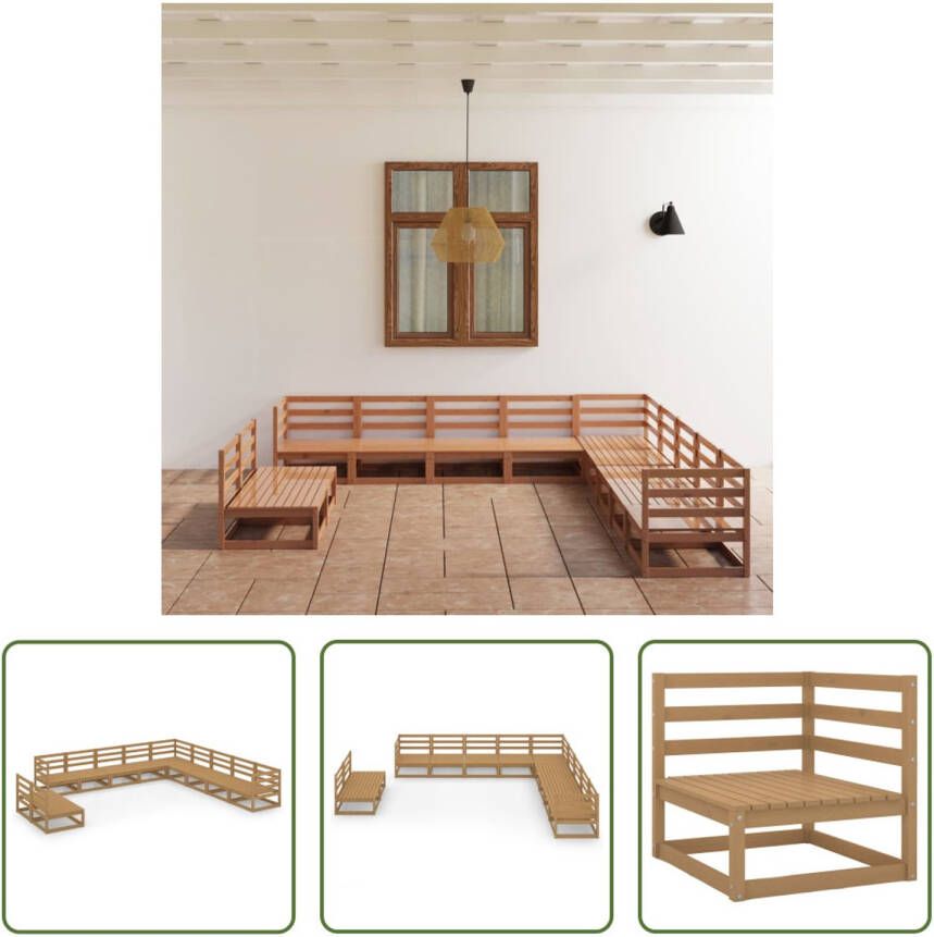 The Living Store Tuinset Grenenhout Hoekbank- 70x70x67cm Middenbank- 70x70x67cm Montage vereist