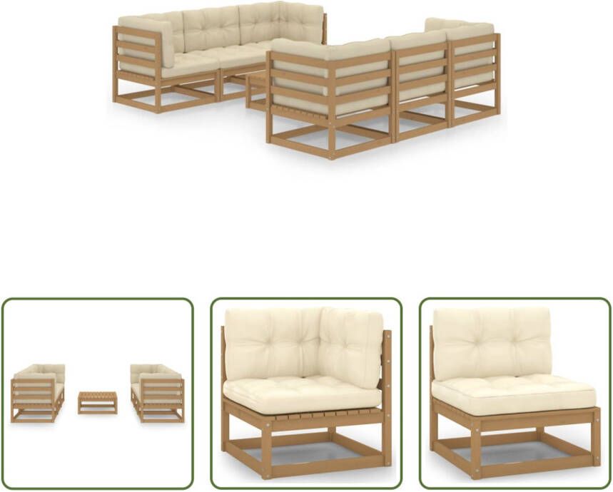 The Living Store Tuinset Grenenhout Hoek middenbank 70x70x67 cm Tafel 70x70x30 cm Kussens 70x70x8 cm Kussens 70x40x8 cm