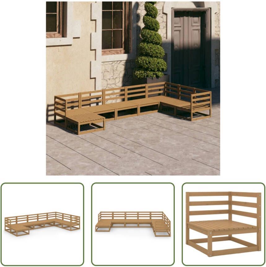 The Living Store Tuinset Grenenhout Klassiek 70x70x67 cm Honingbruin