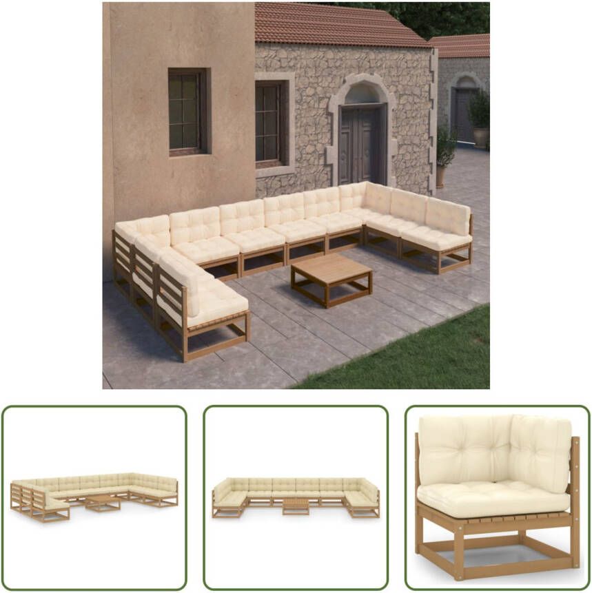 The Living Store Tuinset Grenenhout Loungeset 70x70x67 cm Honingbruin