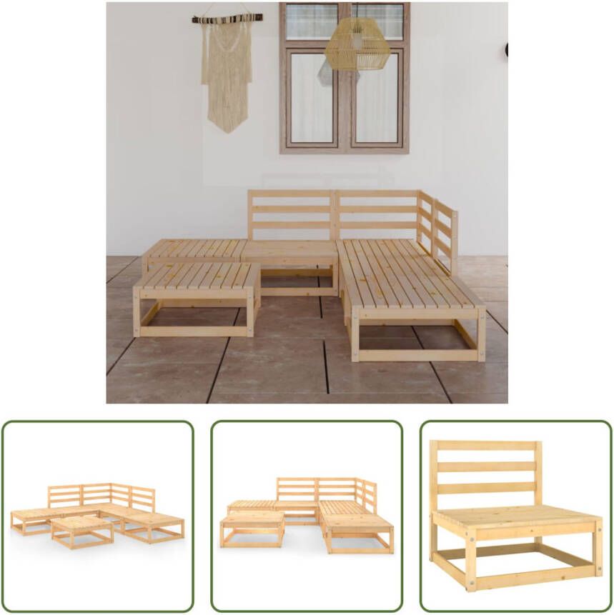 The Living Store Tuinset Grenenhout Midden hoekbank 70x70x67cm Tafel voetenbank 70x70x30cm