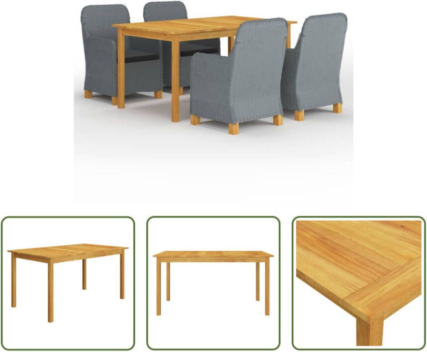 The Living Store Tuinset Grijze Tuinstoelen 150x90x74 cm Massief acaciahout Lichtgrijs Zwart kussen