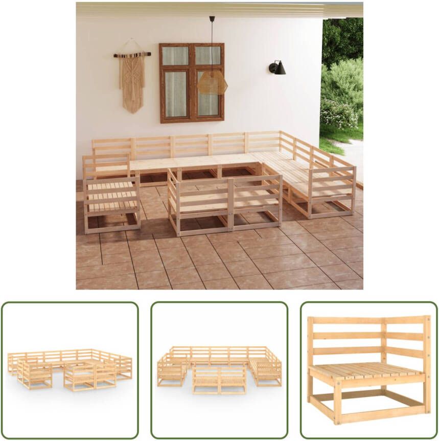 The Living Store Tuinset Hoekbank 70x70x67 cm Massief Grenenhout Bruin