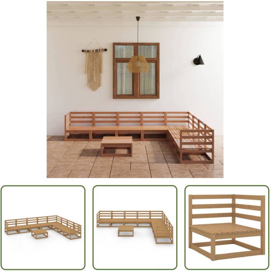 The Living Store Tuinset Massief grenenhout Hoekbank 70x70x67 cm Middenbank 70x70x67 cm Tafel 70x70x30 cm