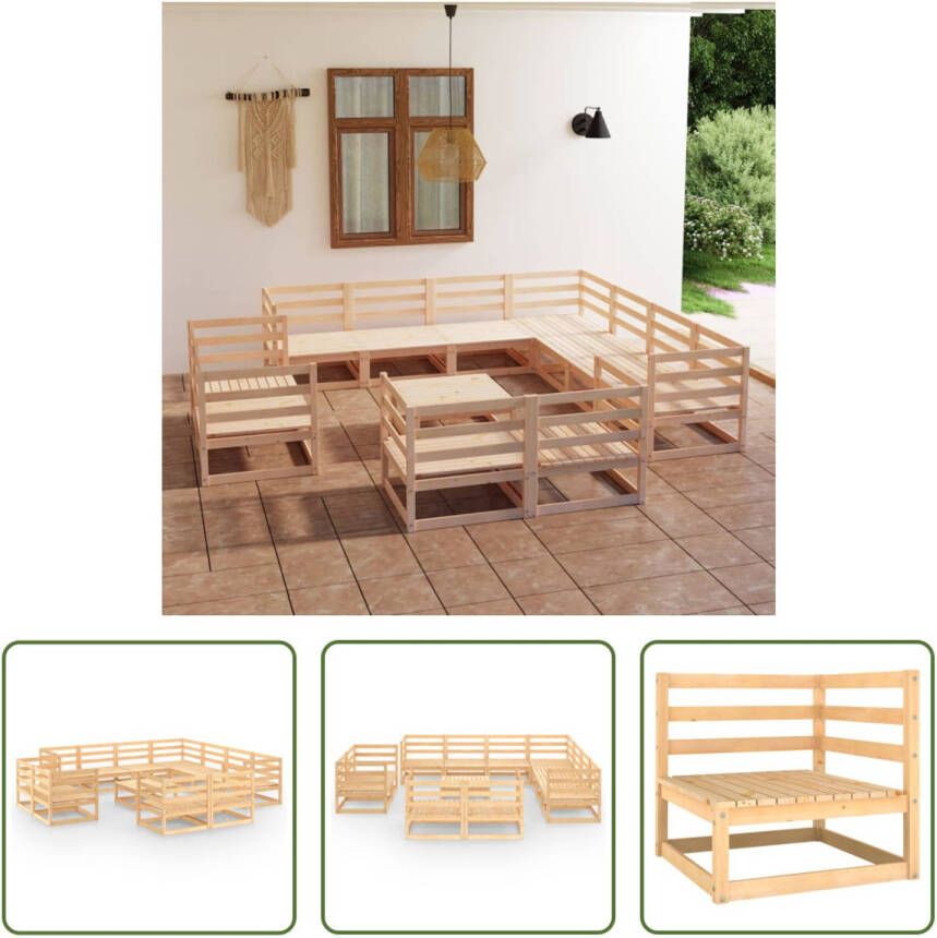 The Living Store Tuinset Pallet Massief Grenenhout 7 hoekbanken + 4 middenbanken + tafel Bruin 70 x 70 x 67 cm