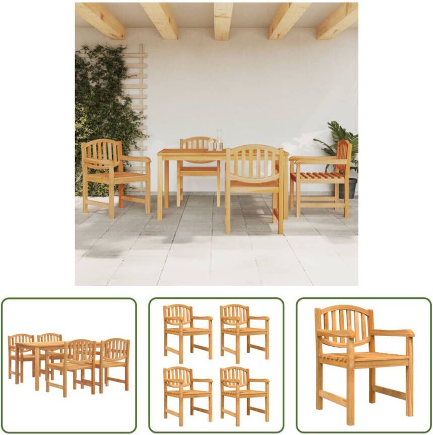 The Living Store Tuinset Teakhout Eettafel 4 Stoelen 150x90x77cm Comfortabel zitten Eenvoudig schoon te maken Waterbestendige hoes Montage vereist