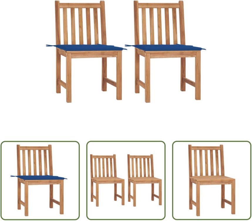 The Living Store Tuinstoelen Teakhout Robuust 50x53x90 cm Koningsblauw