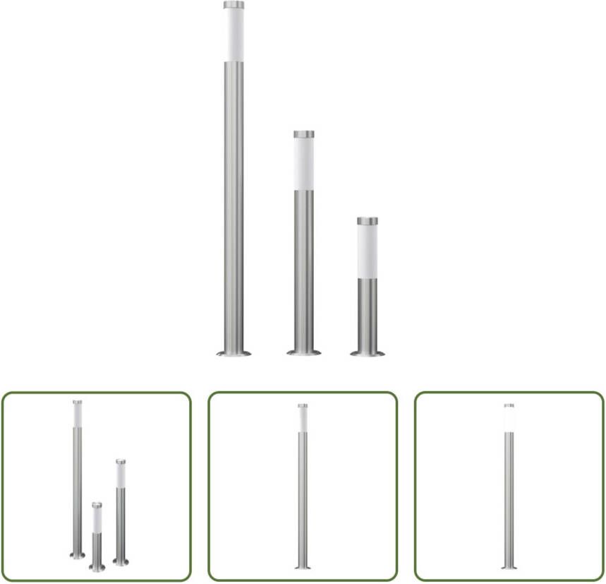 VIDAXL Tuinverlichtingset Rvs 3 Lampen Hoogte 39.5 Cm 69.5 Cm 109.5 Cm