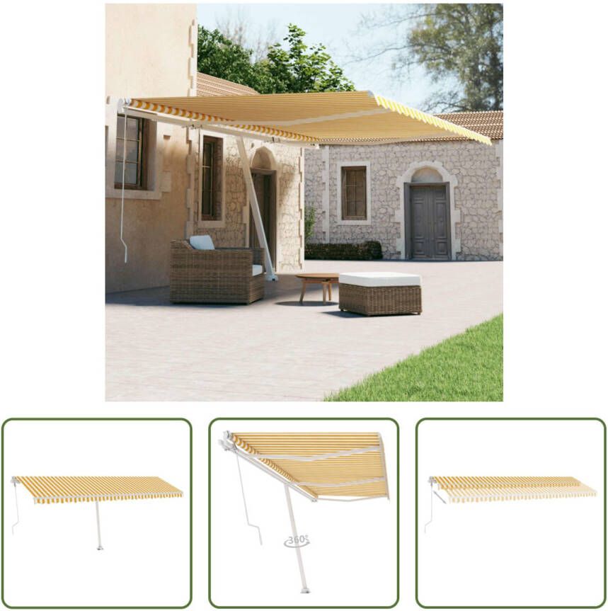 The Living Store Uitschuifbare luifel 600 x 300 cm geel en wit