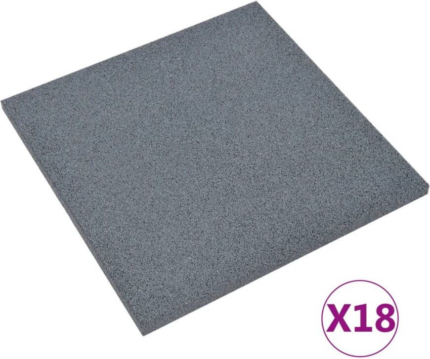 VidaXL Valtegels 18 st 50x50x3 cm rubber grijs