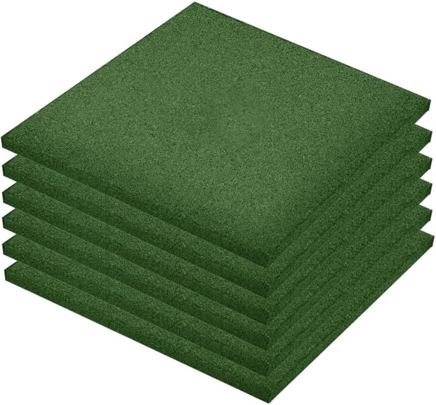 VidaXL Valtegels 6 st 50x50x3 cm rubber groen