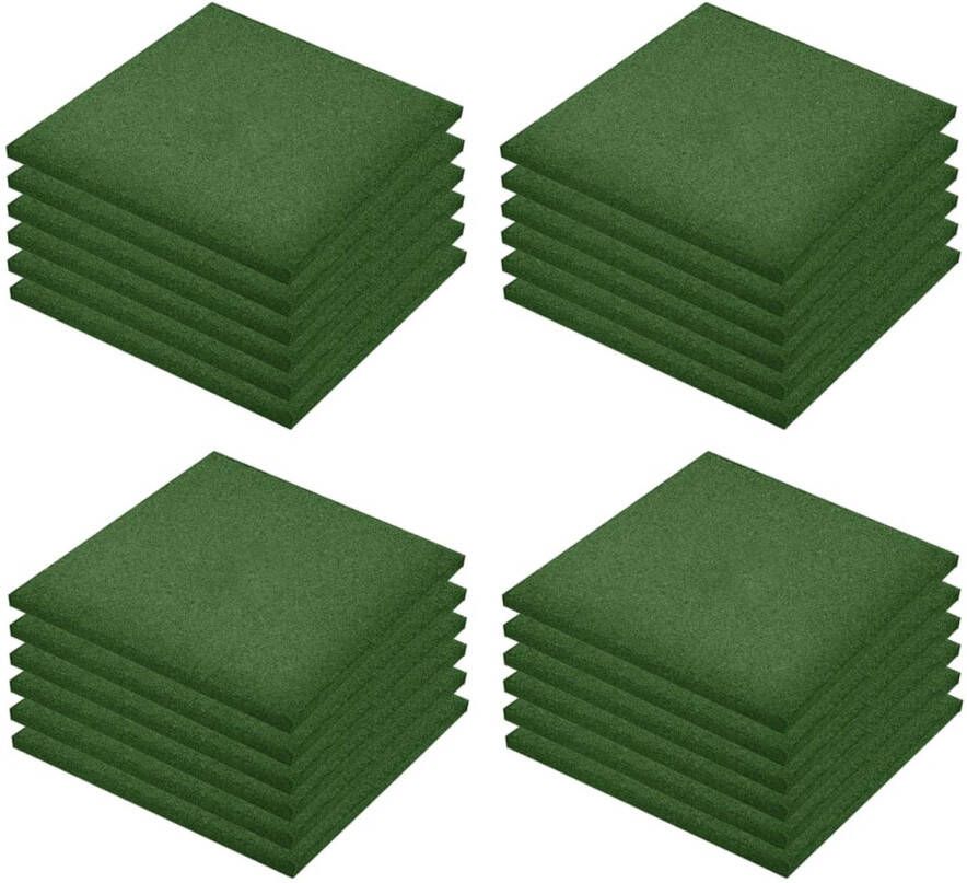 VidaXL Valtegels 24 st 50x50x3 cm rubber groen