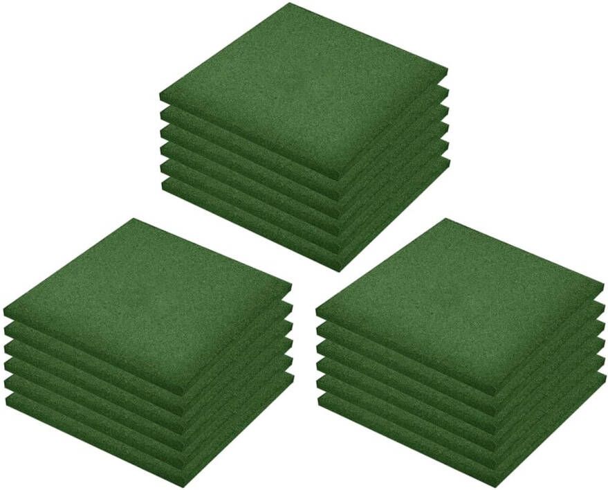 VidaXL Valtegels 18 st 50x50x3 cm rubber groen