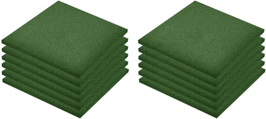 VidaXL Valtegels 12 st 50x50x3 cm rubber groen