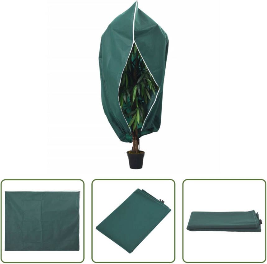 The Living Store Vlieshoes Planten Groen 3.14x2.5m Ademend Duurzaam Trekkoord Ritssluiting