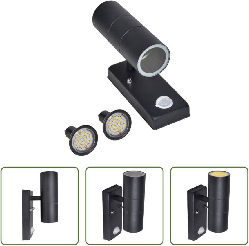 VIDAXL Wandlamp Rvs 6 X 11.5 X 22 Cm Met Bewegingssensor En 2 Led Spots