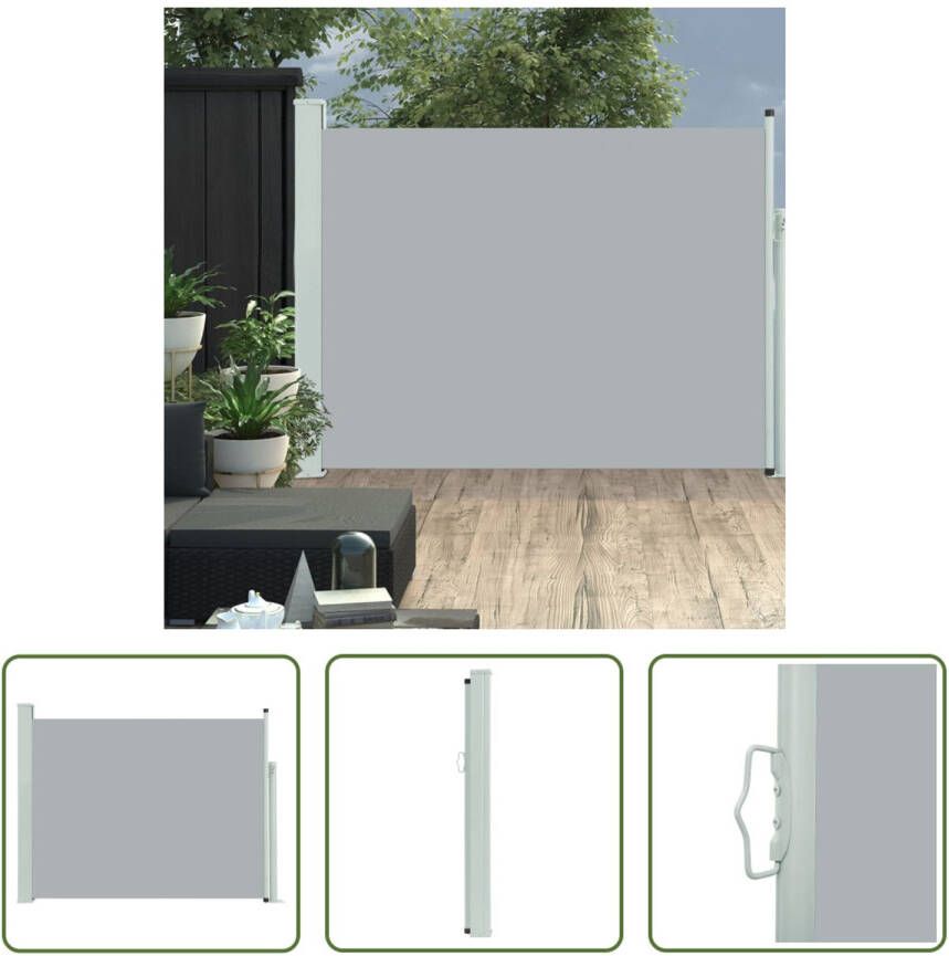 The Living Store Zijscherm 140x0-500 cm grijs uv- en waterbestendig