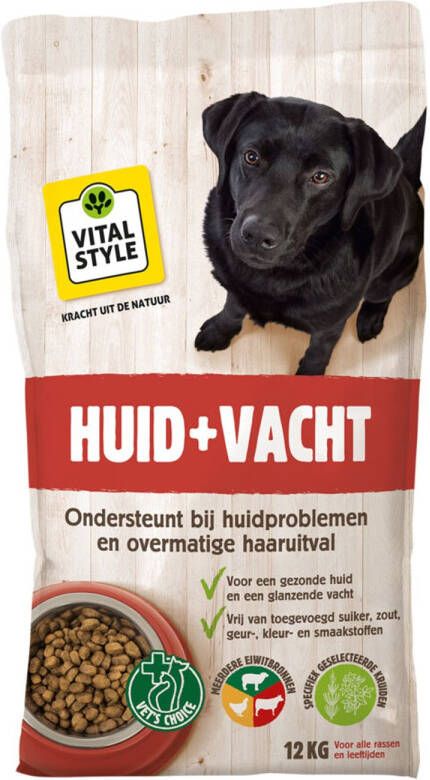 VITALstyle Huid + Vacht Hondenvoer 12 kg