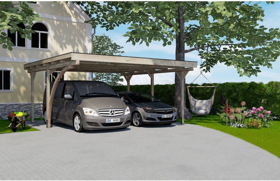 WEKA Dubbele Carport 616 A Met Ronde Boog 500x500cm