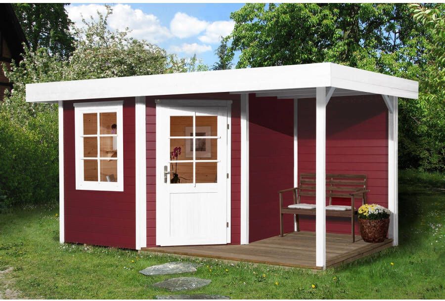 WEKA Tuinhuis Met Overkapping 213+ Type A Gr1 Rood 238x395cm