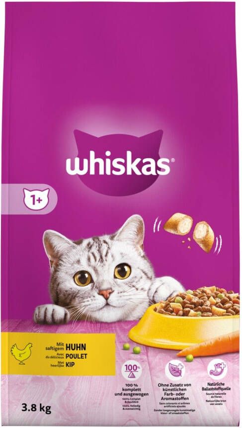 Whiskas 1+ Adult Droge Brokjes Kattenvoer Kip 3 8 kg