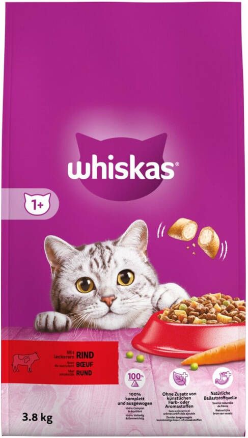 Whiskas 1+ Adult Droge Brokjes Kattenvoer Rund 3 8 kg