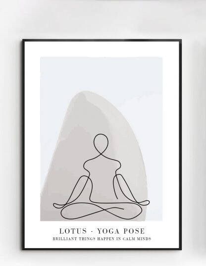 Sizland Dezign Poster Lotus Gedrukt papier Beige Zwart Wit & Grijs 30×40 cm