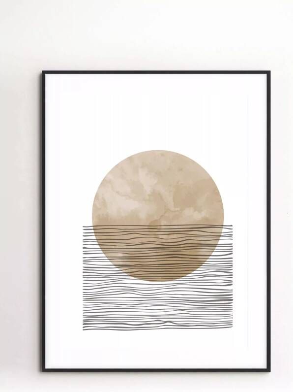 Sizland Dezign Poster Moon Art No. 2 Papier Crème Goud & Zwart Groot