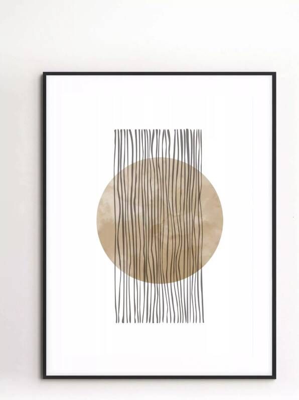 Sizland Dezign Poster Moon Art No. 3 Papier Crème Goud & Zwart Klein