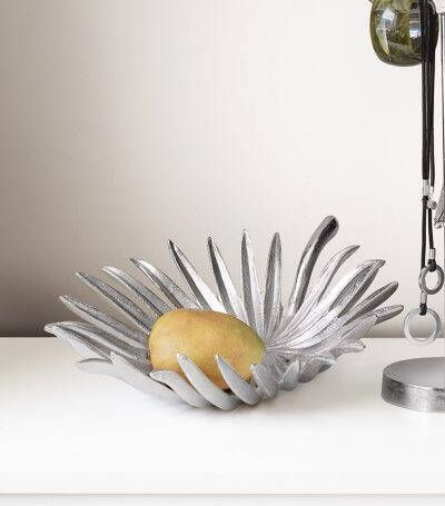 Sizland Dezign Schaal Silver Palm Metaal Zilver