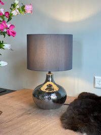 Sizland Dezign Bureaulamp DKD Home Decor Zilver Metaal Stof Kristal (28 x 28 x 45 cm)