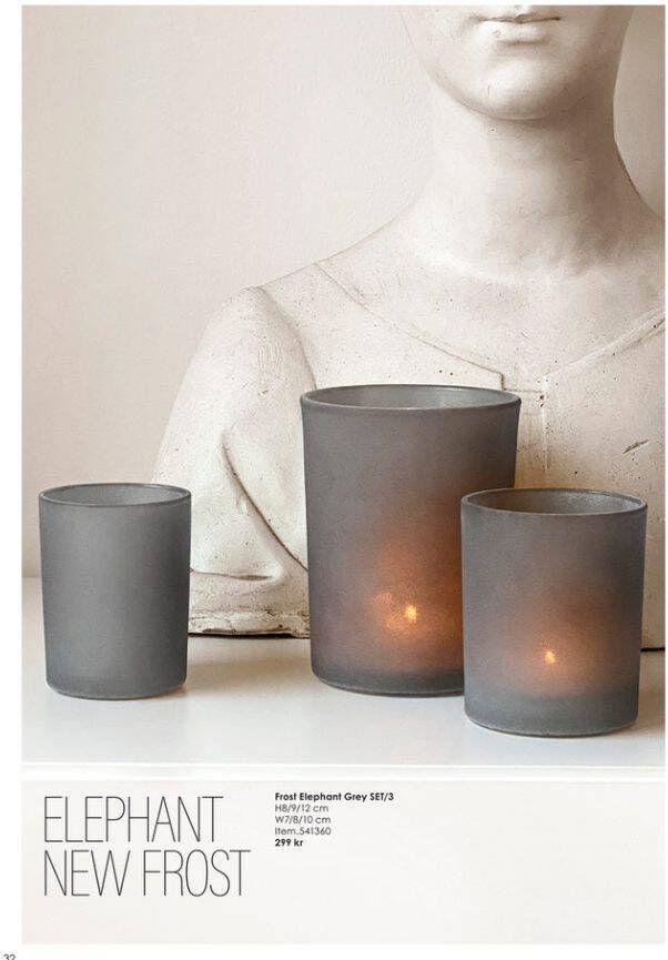 Sizland Dezign Waxinelichthouders glas Waxinelichthouders Frost Elephant Grey 3 st. Waxinelichthouders grijs