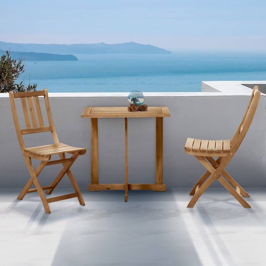 Artistiq Living Artistiq Bistroset Balkonset Aziel Acacia inklapbaar Bruin Vierkant