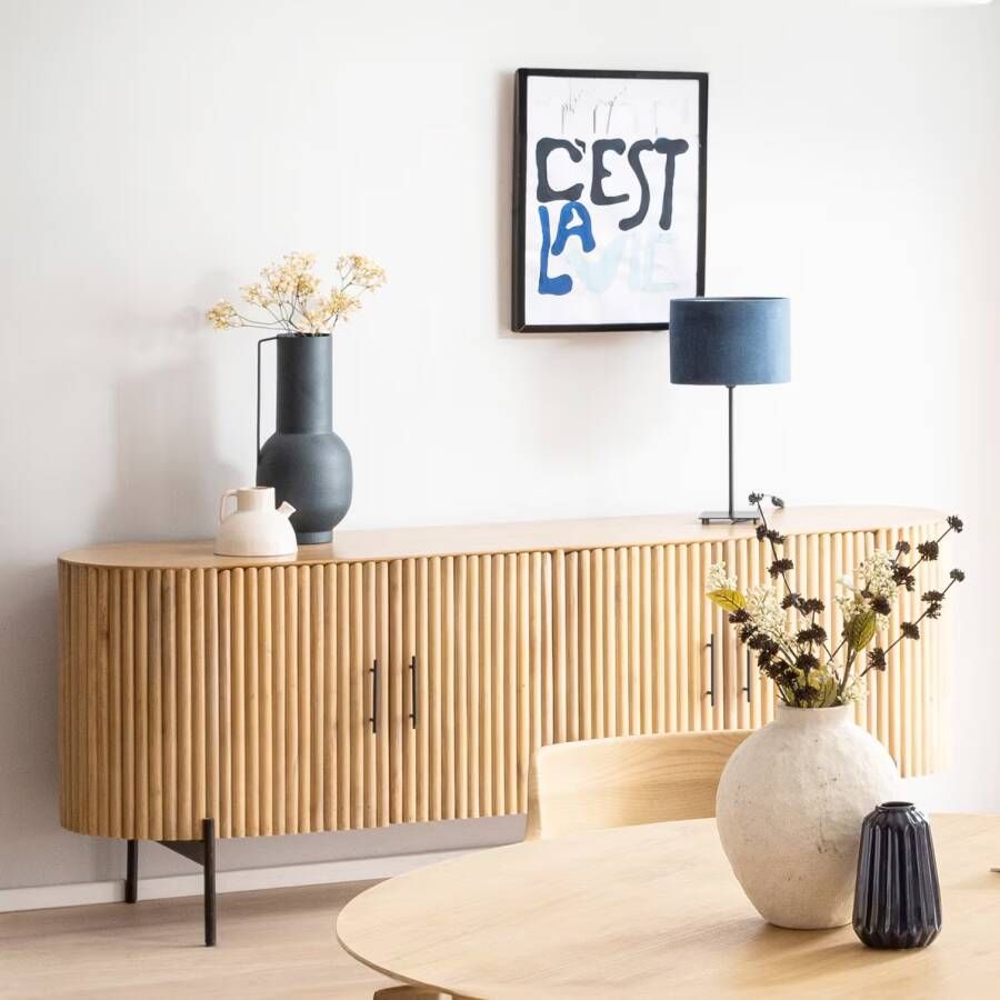 SIT Dressoir Commode lamellenontwerp in retro stijl breedte 190 cm (1 stuk)
